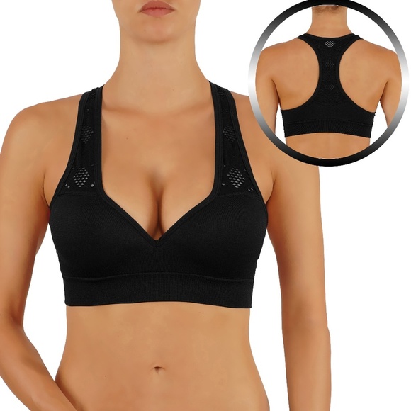 Other - V neck push up sports bra in Black